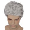 RicHyun Mens Short Grey Wig Short Curly Grey Wig Synthetic Heat Resistant Hair Replacment Wig for Daily Party Costumes