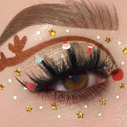 Uranian False Eyelashes Fluffy Faux Mink Lashes Natural Look Russian Strip Eye Lashes Christmas Dramatic Fake Eyelashes for Women and Girls
