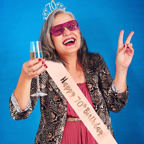 Rose Gold 70th Birthday Sash and Tiara for Women, 70th Birthday Decoration for Women, 70th Birthday Sash and Headband Set, Happy 70th Birthday Decorations, 70th Birthday Gifts for Women