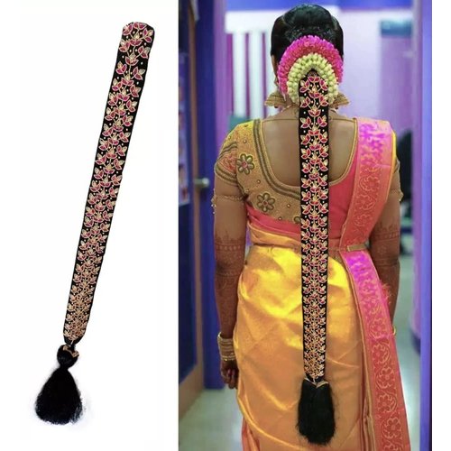 THANU'S CRAFT Maggam work jada Bharatanatyam poola jadalu kunjalam Billalu set braid hair extensions (bharatanatyam hair extensions)