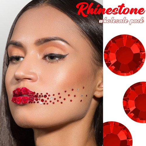 qiipii 400pcs SS30 Crystal Red Nail Rhinestones Bulk Red Nail Art 6mm Flatback Round Glass Gems Beads Stones Diamonds Siam Red Nail Charms Glue Fix for Eye Makeup Nail Jewels Crafts Clothes Shoes DIY