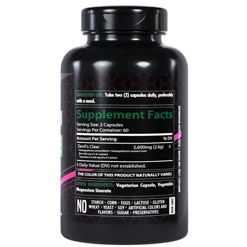 Healthfare Devils Claw Herbal Supplement | 2600mg | 120 Count | Support Low Back Discomfort | Max Potency Formula | Non-GMO and Gluten-Free