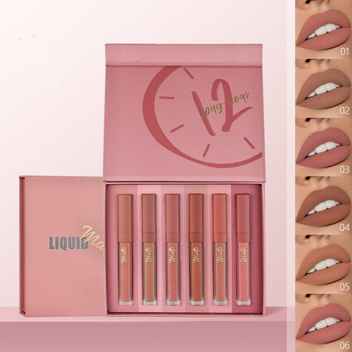 Melemando Matte Liquid Lipstick Set 6 Colors Smooth Creamy Velvety Lipstick Non-Stick Cup Not Fade Lip Gloss (Set 01)