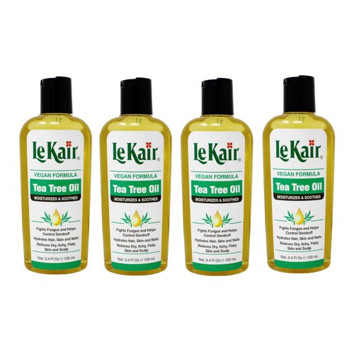 LeKair Tea Tree Oil Hair & Body Oil - Vegan Formula 3.4 Ounce - 4 Pack