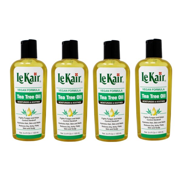 LeKair Tea Tree Oil Hair & Body Oil - Vegan Formula 3.4 Ounce - 4 Pack