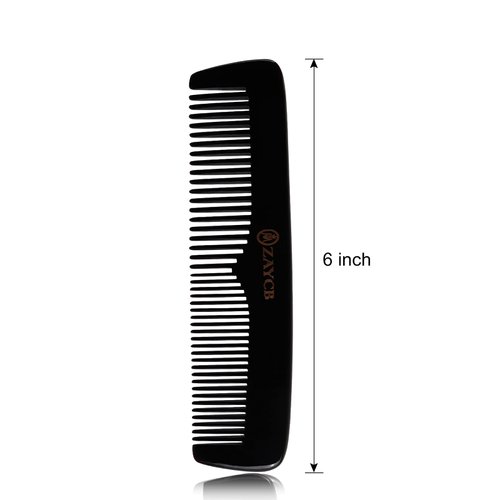 ZAYCB Buffalo Horn Fine Tooth Comb - Anti-Static Hair Comb - Hair Styling Detangling Comb for Men, Women and Kids - For All Hair Types(Black Classic Fine Tooth Comb)