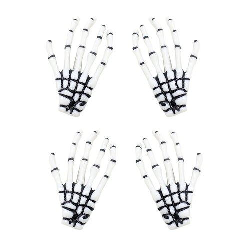 AKOAK 2 Pairs (4 Pcs) Halloween Hair Clip with Skeleton Hand Claw, Female Hair Styling Accessories for Girls (White)