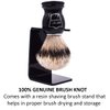 Parker’s 100% Silvertip Badger Bristle Shave Brush – Brush Stand Included (Black Handle)