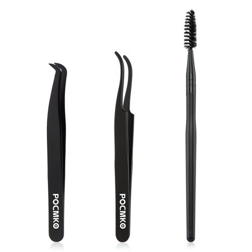 POCMKO Lash Applicator Tools Set, 3 PCS DIY Cluster Lash Tweezers, Eyelash Tweezer Applicators, Eyelash Applicator, Lash Cluster Applicator, False Eyelash Applicator Tool for Cluster Lashes (Black)