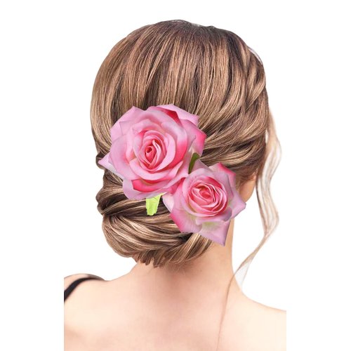Flower Hair Clip, Rose Flower Bohemia Hairpin Hair Comb Bride Costume Hair Decor for Party Wedding Wine Pink 1PCS