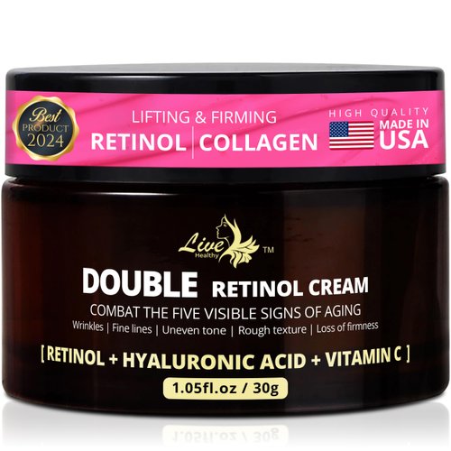 Live Healthy Retinol Cream for Face - Anti Aging, Day & Night, Face Moisturizer Cream - Reduces Wrinkle, Tighten and Lift, Collagen Cream - Made in USA |1.05 fl oz