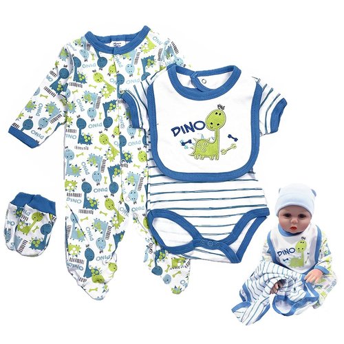 Pedolltree Reborn Baby Dolls Boy Clothes 22 inch 5 pcs Sets Dinosaur Outfit Accessories for 20-22" Newborn Baby Dolls Clothing