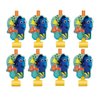 Finding Dory Nemo Birthday Party Supplies Decoration Bundle includes 16 Party Invitations, 16 Party Blowouts, 1 Plastic Door Poster, 1 Happy Birthday Banner, 24 Tattoos, 6 Printed Dory Latex Balloons