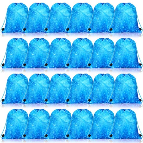 24 Pcs Ocean Waves Themed Party Favor Bags Drawstring Gifts Backpack Sea Blue Goodie Bags Drawstring Bags Reusable Treat Candy Bags for Kids Boys Girls Birthday Party Supplies Summer Pool School