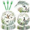 One Lucky Duck Party Supplies - 96PCS Mallard Duck Plates and Napkins Tableware Set Includes 9'' Plates 7'' Plates Napkins Forks Duck Hunting Themed Baby Shower Party Supplies Serves 24 Guests