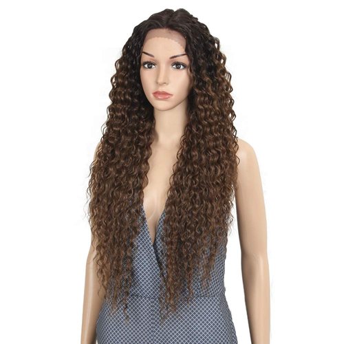 Joedir Lace Front Wigs Ombre Brown 28&#39;&#39; Long Small Curly Wavy Synthetic Wigs For Black Women 130%...