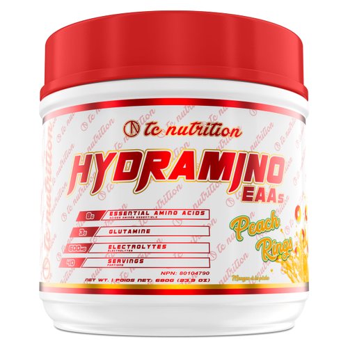 Hydramino EAA + BCAA Powder - 40 Servings - Essential Amino Acids Supplement & Electrolyte Powder for Recovery, Strength, & Hydration, 7g BCAAs, 8g EAAs, 600mg Electrolytes (Vegan, Peach Rings)