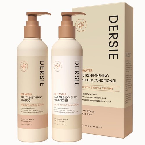 Rice Water Hair Growth Shampoo &amp; Conditioner: Biotin &amp; Caffeine Infused for Thinning Hair - Women...