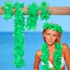 HINZIC 8pcs/2set Green Leis Hawaiian Headpiece Leis Flower Outfits Headband Necklace Bracelet Accessories for Women Adult Kid Festival Beach Pool Luau Party Favors Supplies Decoration