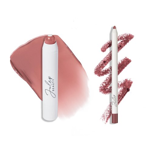 Julep The Perfect Pair 2pc Set: Julep It's Balm Tinted Lip Balm Vintage Mauve and With a Trace Retractable Creamy Long-Lasting Lip Liner, Antique Rose