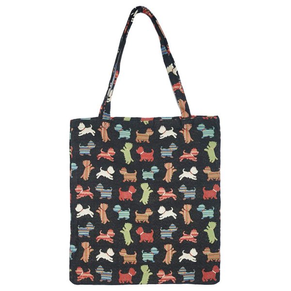 Signare Tapestry Reusable Grocery Eco-Friendly Shopping Tote Bag Design Dog Design (Playful Puppy)