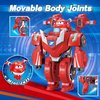 Super Wings Transformer Toys, 7" Super Robot and 2" Mini Jett Transforming Suit, 2 in 1 Car Robot Toys Action Figure, Racing Cars Playset for Boys and Girls Age 3+, Gifts for Preschool Kids, Red