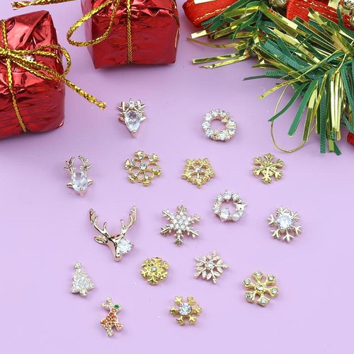 VOTACOS Christmas Nail Art Charms 3D Snowflake Nail Rhinestones Garland Reindeer Nail Supplies Accessories Shiny Christmas Nail Gems Jewelry for Women Christmas Nail DIY Design Decoration