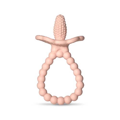 RaZbaby Silicone Baby Teether, BerryBumps Textured Silicone Soothes Babies’ Sore Gums, Infant Front and Back Teething Relief Toy, BPA Free, Easy-to-Hold, RaZberry Plus Fruit Shape, 3M+ – Pink