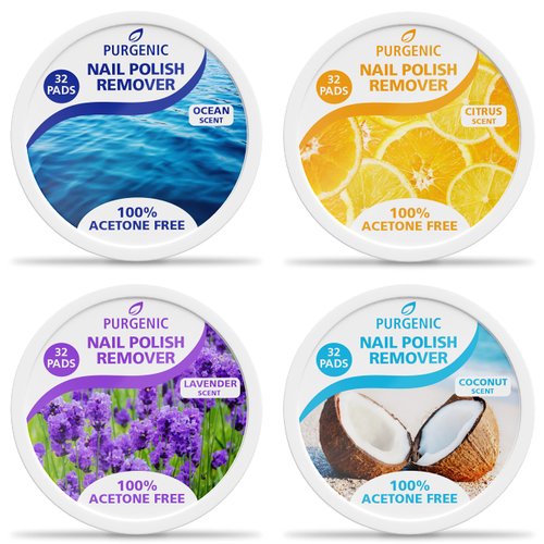 Nail Polish Remover Pads (128 Count) - Travel Nail Polish Remover Pads - Cuticle Wipes - Nail Polish Remover Wipes for On the Go & Travel - Lint Free Nail Polish Wipes (4 Pack)
