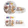 Cat Party Supplies Tableware ,20 Plates and 20 Napkins and Tablecloth71 '' x 42 '',Kids Cat Birthday Theme Party Decorate Supplies