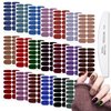 WOKOTO 20 Sheets Dark Solid Color Series Nail Polish Strips Stickers with Nail File Self-Adhesive Punk Rock Gel Nail Strips Full Nail Wraps for Women Nails Art
