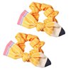 HAIMITI Back To School Hair Ties Yellow Pencil Hair Accessories Stripe Bow Hair Bands Bowknot Cute Rubber Bands For Women Girls No Damage Ponytail Holders For Student Teacher Outfits Decor 2pcs