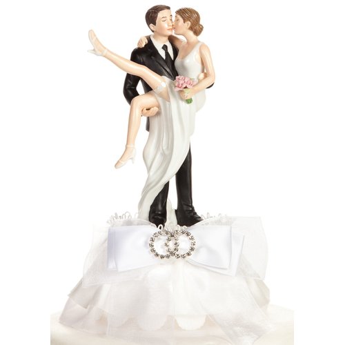 Funny Sexy Over the Threshold Rhinestone Rings Wedding Cake Topper