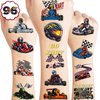 100 PCS Go Kart Car Temporary Tattoos Themed Birthday Party Decorations Favors Supplies Decor Karts Race Car Checkered Flag Racing Tattoo Stickers Gifts For Game Boys Girls Classroom School Prizes