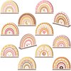 Geelin 12 Pcs Boho Rainbow Wooden Table Centerpieces, Birthday Party Sign Boho Rainbow Party Decorations Rainbow Centerpiece for Tables Baby Shower Boys Girls Birthday Party Supplies Ornament
