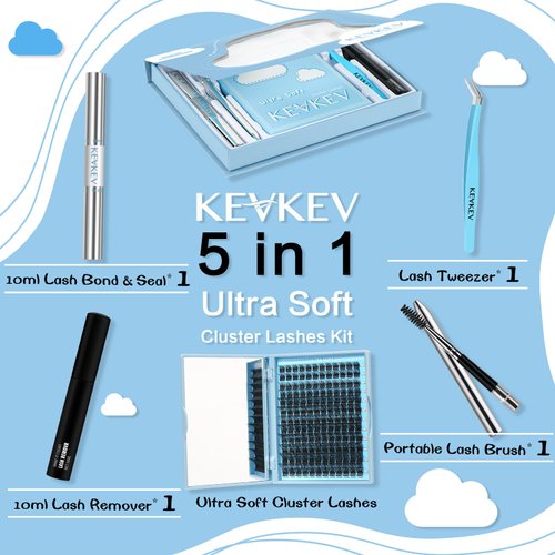 DIY Lash Extension Kit Lash Clusters 144Pcs 10-18mix Length Ultra Soft Lash Clusters Kit Lash Bond and Seal Lash Glue Lash Remover for DIY Eyelash Extensions(Taffee,D-10-18mix)