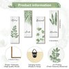 Bathroom Wall Decor 4 Pieces Relax Soak Unwind Breathe with Boho Leaf Art Print Minimalist Bathroom Sign Botanical Wooden Hanging Wall Art Decor for Farmhouse Home Bathroom (Green, 11 x 3.5 Inch)