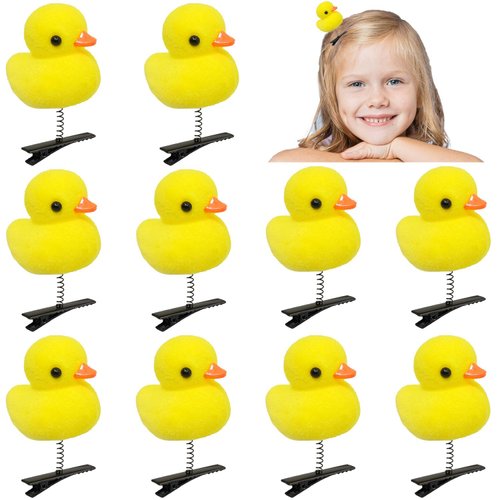 10 Pcs Duck Hair Clips, Yellow Duck Hair Clips for Adults and Children Kawaii Cartoon Duck Hair A...
