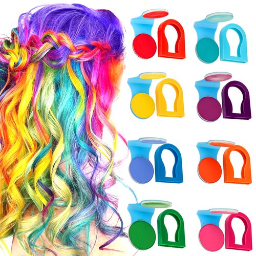 Temporary Hair Chalk for Girls, 8 Colors Non-Sticky Washable Hair Dye, Cute Temporary Hair Color Makeup Kit for Birthday Cosplay Festivals Hair DIY Party, Teenage Girl Gifts