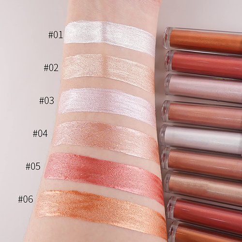 Vodisa Liquid Glitter Eyeshadow, Shimmer Cream Eye Shadow Quick-Drying, Non-Sticky, Blendable Long Lasting Waterproof Brightener Shiny Highlighter Eye Shadow Make Up Set 04