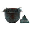 Stinky Cigar Ashtray, Tall and Deep Windproof Cigar Ashtray, 4 Stirrups, Patina Cooper