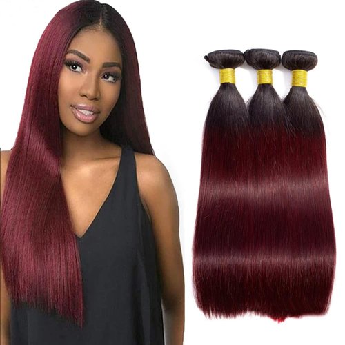 26 28 30 inch Burgundy Bundles Human Hair 1B99j Bundles Burgundy Straight Human Hair Bundles Double Weft Ombre Burgundy Human Hair Bundles Brazilian Virgin Remy Hair Extensions For Women