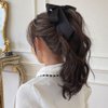 Black Bowknot Banana Clip, Satin Ribbon Bow Hair Claw Clips Hairpin, Sweet Cute Vertical Ponytail Holder Hair Barrettes Clamps for Women Girls,Clips and Barrettes, Hair Accessories