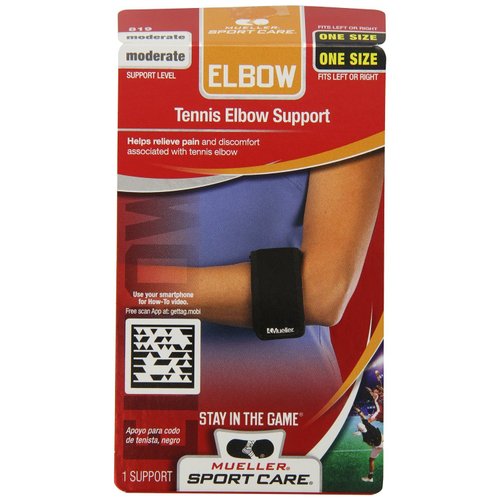 MUELLER Tennis Elbow Support, Black, One Size Fits Most (Pack of 1)