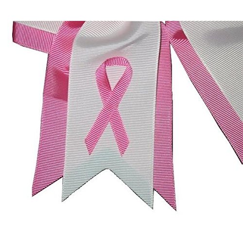 NEW "BREAST CANCER Ribbon" Cheer Hair Bow Pony Tail 7 Inch Girls Cheerleading Practice Games School Uniform Hairbow Grosgrain Ribbon Awareness Event Pink Out Game