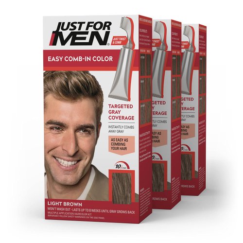 Just For Men Easy Comb-In Color Mens Hair Dye, Easy No Mix Application with Comb Applicator - Lig...