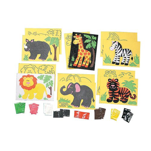 Fun Express Super Safari Sand Art Set 24 Pc - - VBS Vacation Bible School Supplies/Decor Crafts for Kids and Fun Home Activities