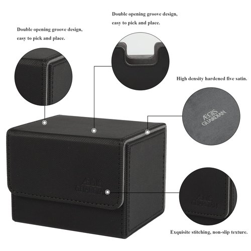 AEGIS GUARDIAN Card Deck Box for MTG, Commander Deck Box Hold 120+ Sleeved Cards, Leather Strong Magnet Card Deck Case Holder for Magic Cards TCG CCG, Black