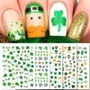 TailaiMei 10 Sheets St. Patrick's Day Nail Art Stickers, Self-Adhesive Shamrock Nail Decals for DIY Nail Decorations, 3D Design for Leprechaun (Cute Style)