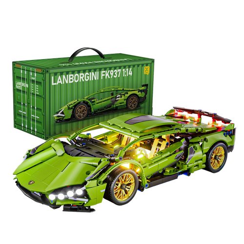 Chodia Sport Race Car Building Block Sets for Adults Boys,Green Racing Supercar Toys Kits with LED Light Collectible 1:14 Model Construction Birthday Gifts for Teens Age 8-12 12-16,14 14+(1254 PCS)